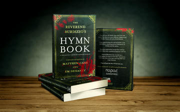 A mockup photo of the Hymn Book, showing my cover design