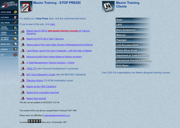 A screenshot from maxim.co.uk in 1998