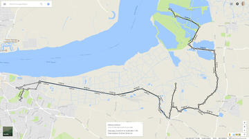 The full route I cycled as shown on Google Maps